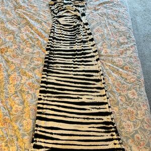 Young Fabulous & Broke Black and White Ruched Halter Maxi Dress